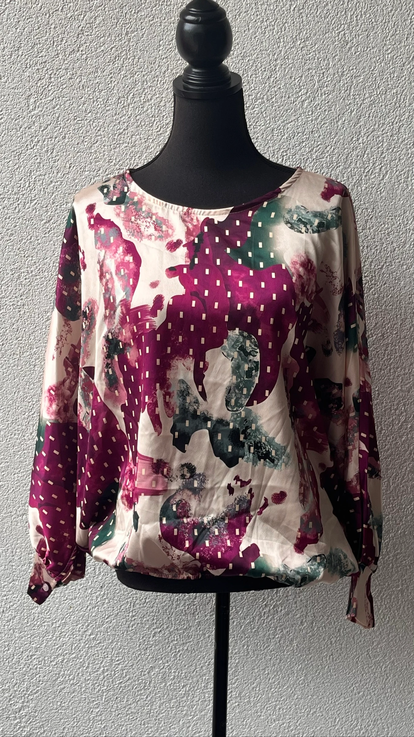 πΊ ππ | Italiaanse blouse | maat 44 xxl| paars crΓ¨me groen | soepelvallend | elastische